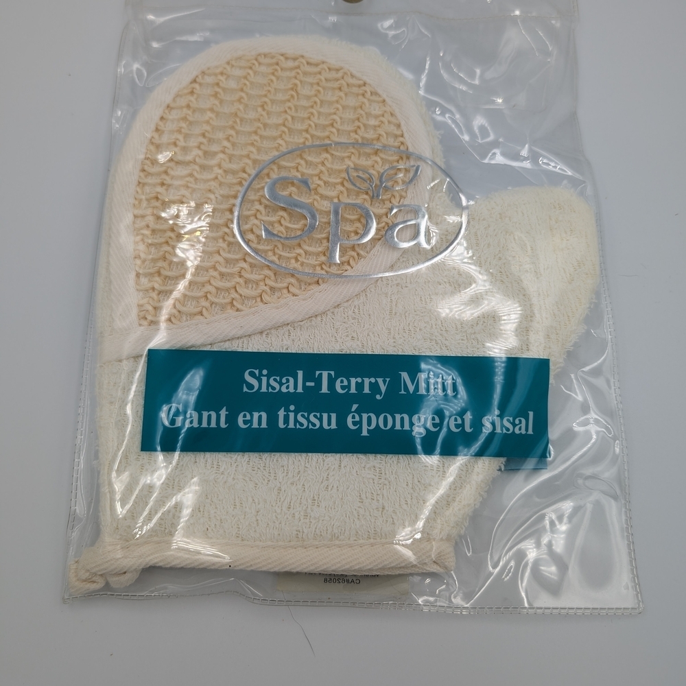 Spa Sisal Terry Exfoliating Body Mitt | Dual-Sided Bath Scrub Glove Shower